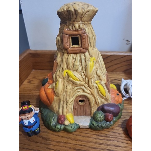 J.S.N.Y. Fine Ceramic Thanksgiving Night Light Set w/ 3PCS Figurines & Box Rare - Picture 1 of 10